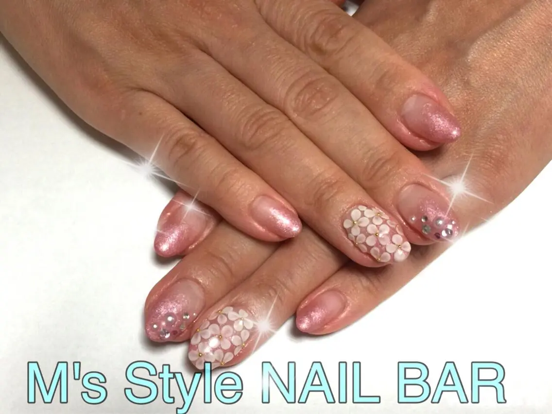 ネイル グラデーション ストーンネイル ハンドネイル M's Style NAIL BARのネイルデザイン