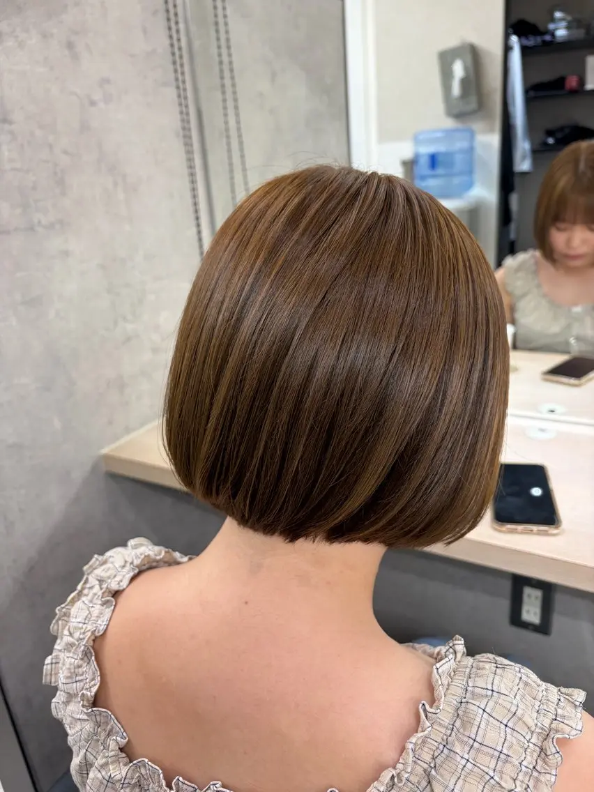 ショート カット ヘアカラー トリートメント ブリーチなしWカラー ヘアセット菜希のヘアスタイル
