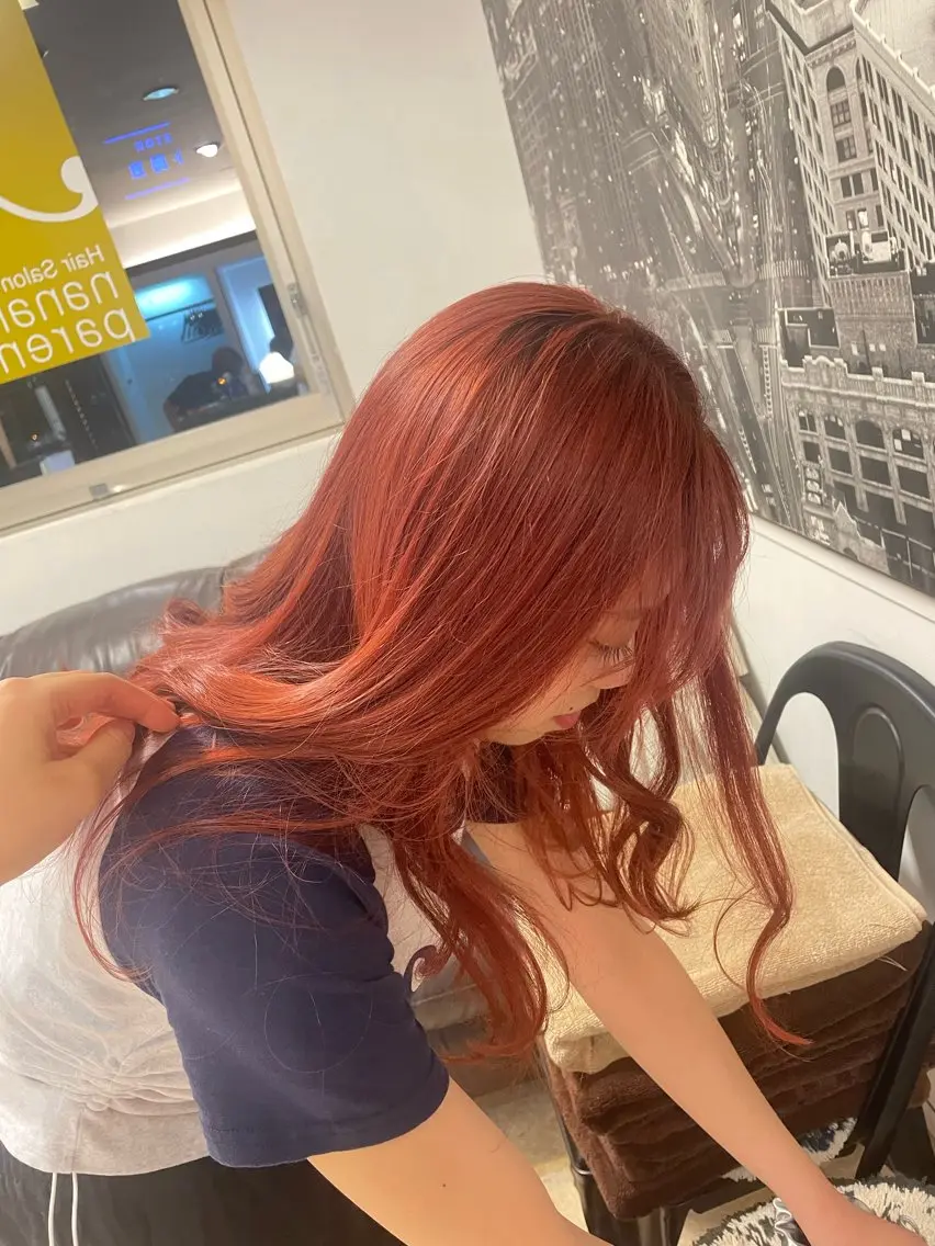 ロング カラー ブリーチ ケアカラー ピンクカラー 髪質改善 トリートメント ヘアカラー トリートメント ショートモデル募集 エクステ専門店まりこのその他イメージ