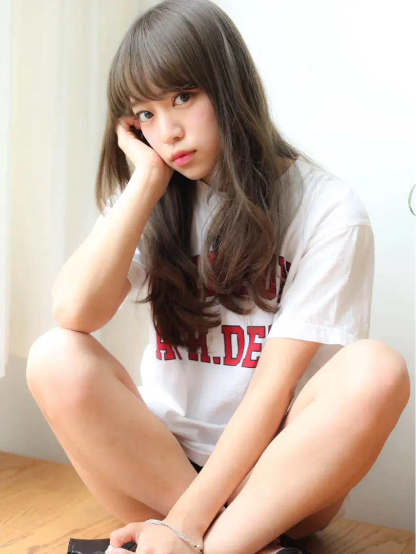 ロング カラー パーマ ヘアアレンジ ブルーカラー ブルージュ カット ヘアカラー トリートメント 髪質改善/韓国風 レイヤー/田村祐樹のヘアスタイル