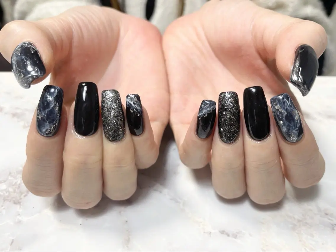 ネイル ジェルネイル マグネットネイル 大理石ネイル(マーブル) ミラーネイル ニュアンスネイル ハンドネイル BLANC.nail yuuのネイルデザイン