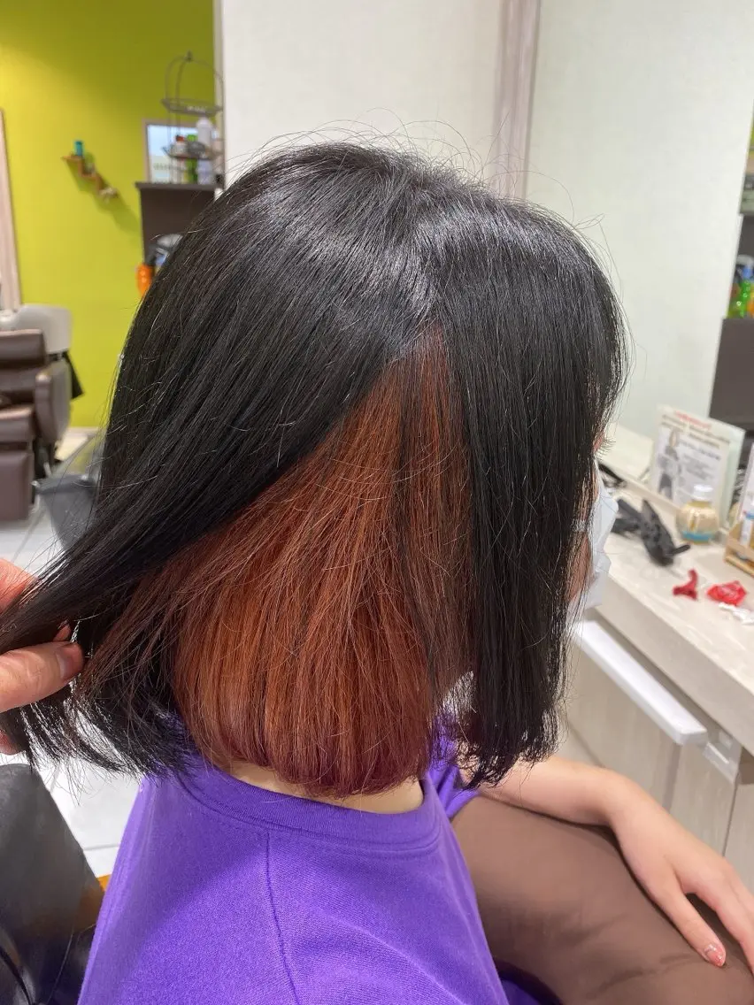 ミディアム カラー レッドカラー 高杉 駿のヘアスタイル