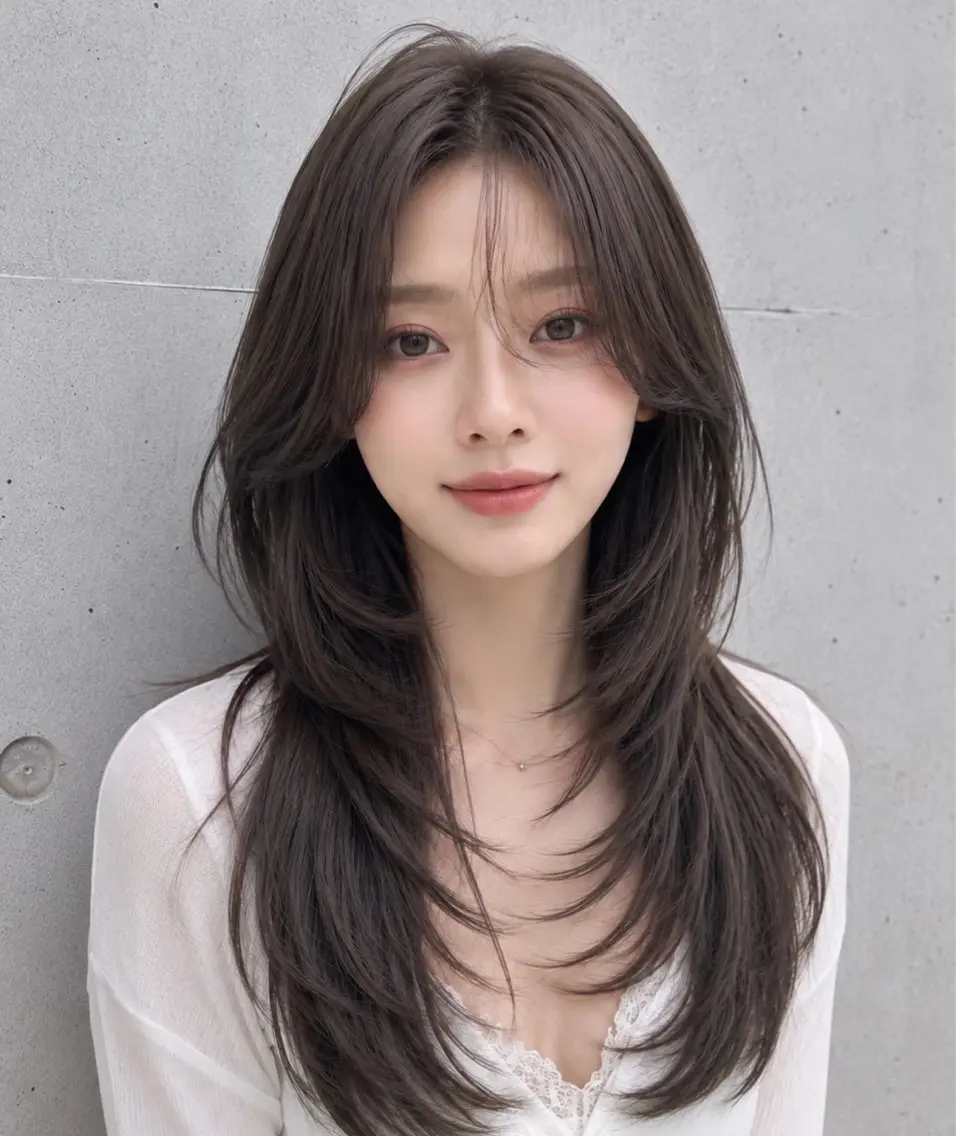 セミロング カラー ヘアアレンジ グレージュ くびれヘア 顔まわりレイヤー ハッシュカット 韓国風ヘア カット ヘアカラー トリートメント 🌫️大人韓国ヘア 🌫️naoyaのヘアスタイル