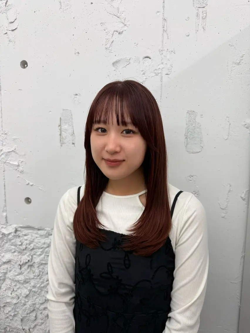 セミロング カット ヘアカラー トリートメント 髪質改善×ブリーチ なしカラー/桃愛のヘアスタイル