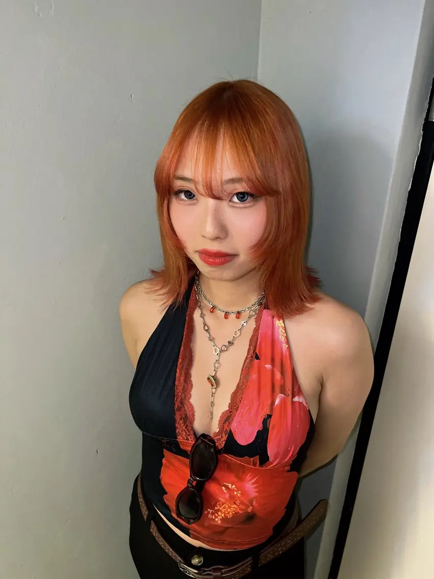 カラー デザインカラー オレンジ ヘアカラー 個性的カラー ☆≡ねねのヘアスタイル