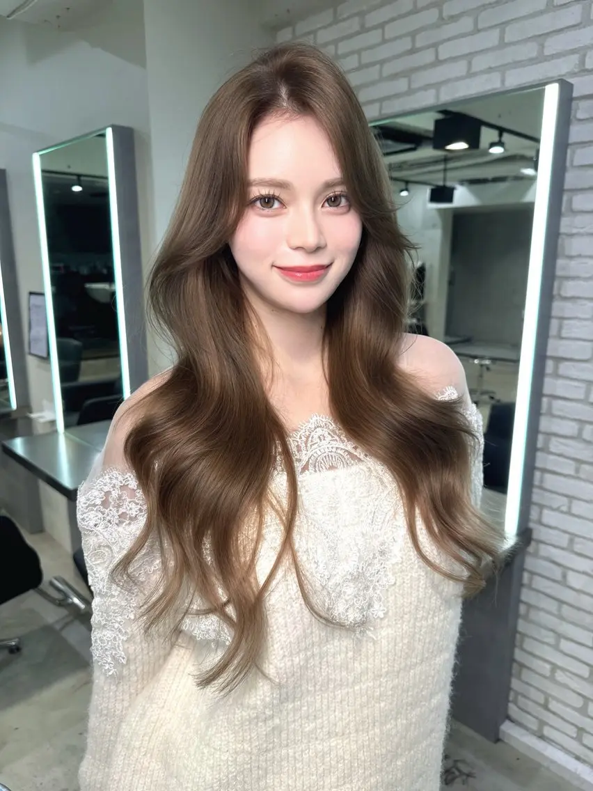 ロング カラー ヘアカラー トリートメント 爆美女ヘア💎 艶透明感カラー💎のヘアスタイル
