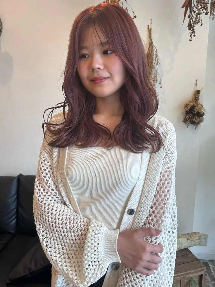 セミロング カラー ベージュカラー ピンクカラー ピンクベージュ ヘアカラー m ā l o.🌷 サカモトマイコのヘアスタイル