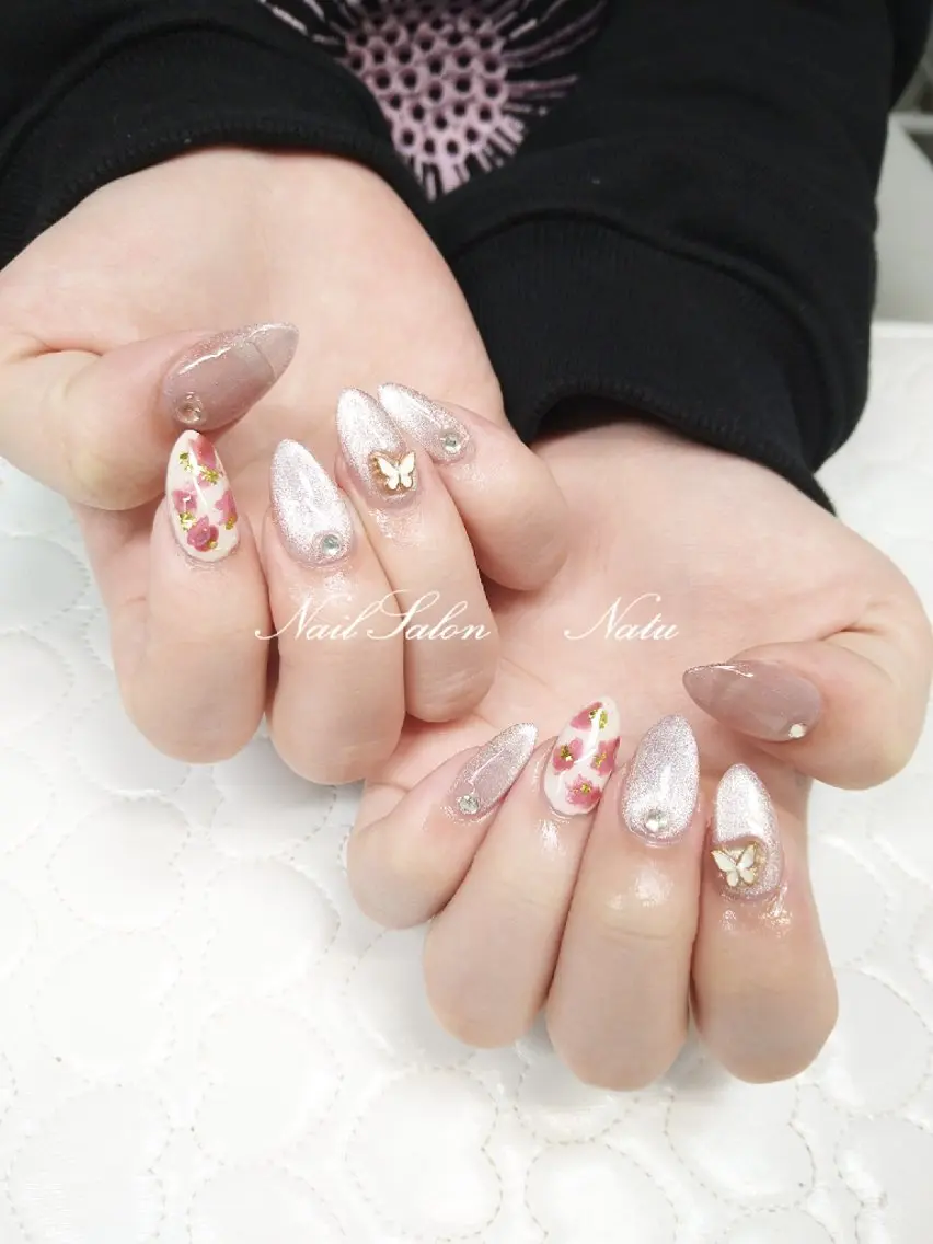 ネイル 長さ出し マグネットネイル ショートネイル nailsalon Natuのネイルデザイン