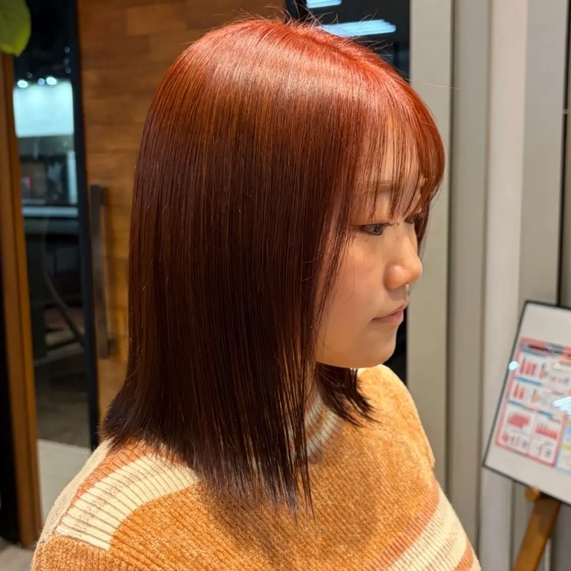 ミディアム カラー ブラウンカラー ダブルカラー オレンジ オレンジブラウン 高村 菜子のヘアスタイル