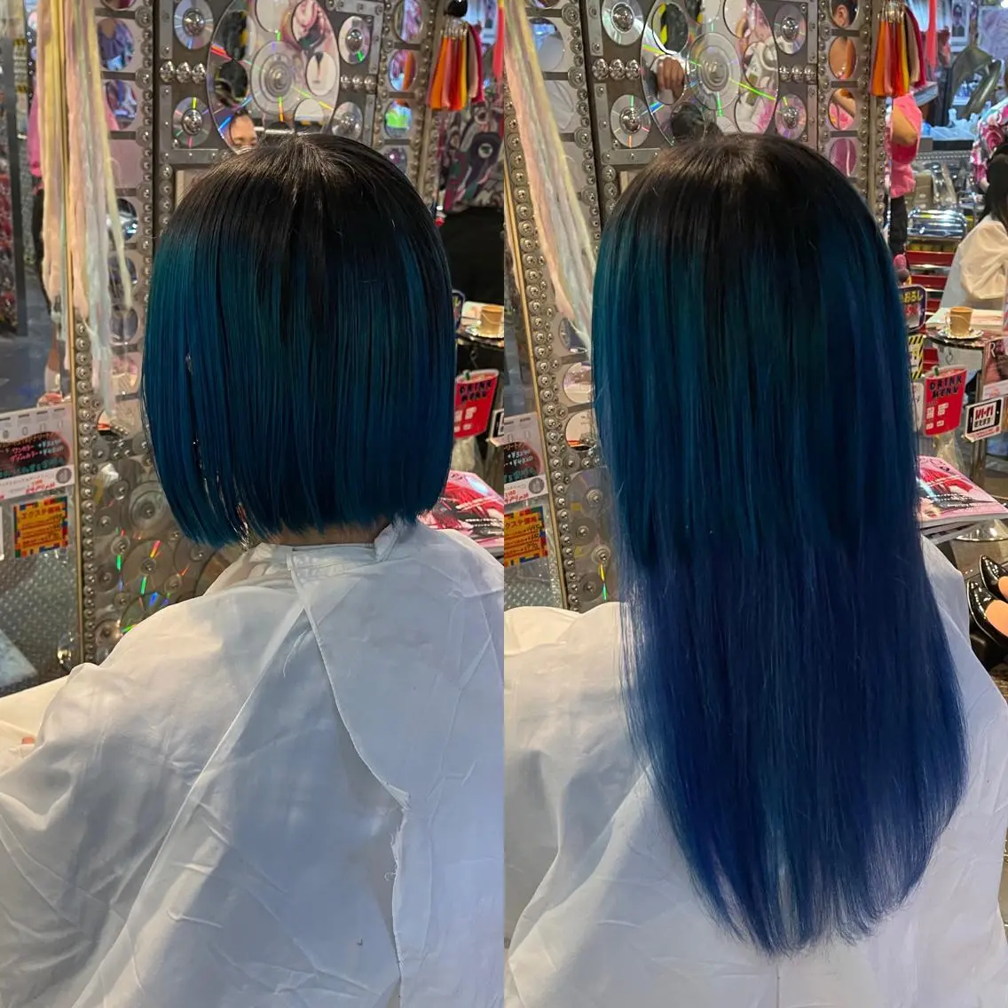 ショート カラー ヘアアレンジ マツエク・マツパ 編み込みエクステ シールエクステ アッシュ ブルーカラー ボブ 🌈派手髪エクステ ブレイズ🌈ひろとのヘアスタイル