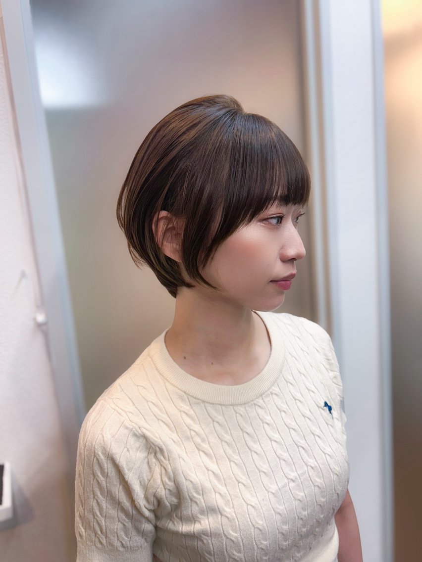 ショート カラー ショートボブ 丸みショート ボブ ショートヘア カット ヘアカラー トリートメント 顔周りレイヤー/ボブ 銀座✨中野まさひろのヘアスタイル