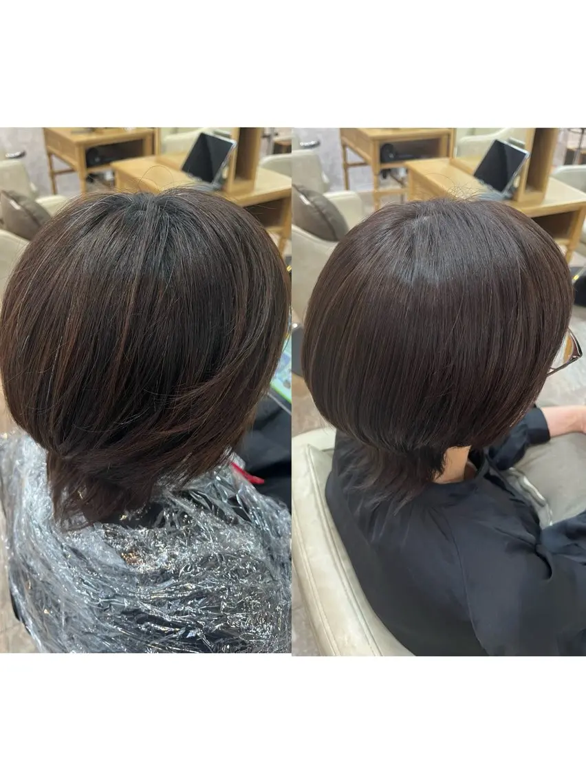 ショート カラー トリートメント カット 縮毛矯正⚡️カラー いいじまのヘアスタイル