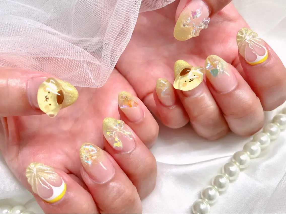 ネイル 夏ネイル 黄色 ハンドネイル ゆりか joieange福島のネイルデザイン