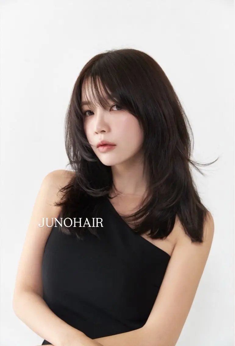 セミロング カラー ブラウンカラー 韓国風カラー ナチュラルブラウン 韓国風ヘア JUNO韓国ヘア MIAN.⋆𝜗𝜚のヘアスタイル