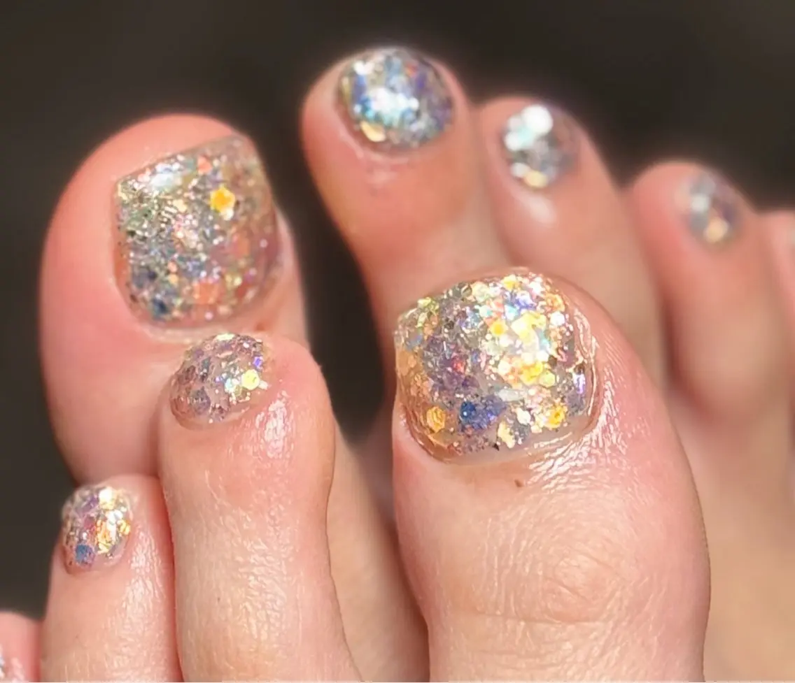 ネイル フットネイル ホログラムネイル キラキラネイル メンズネイル フットネイル MIMnail メンズネイリストのネイルデザイン