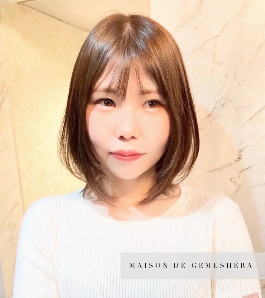 ミディアム 髪質改善 縮毛矯正 🗝髪質改善×カット 🪄Ji_yeongのヘアスタイル