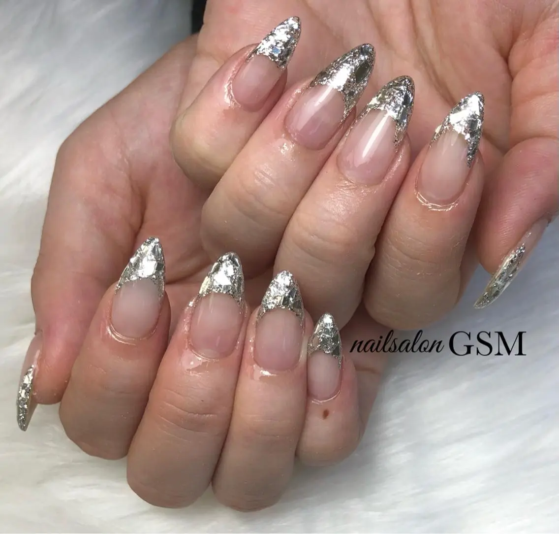 ネイル フレンチネイル ガラスフレンチ nail salon GSMのネイルデザイン