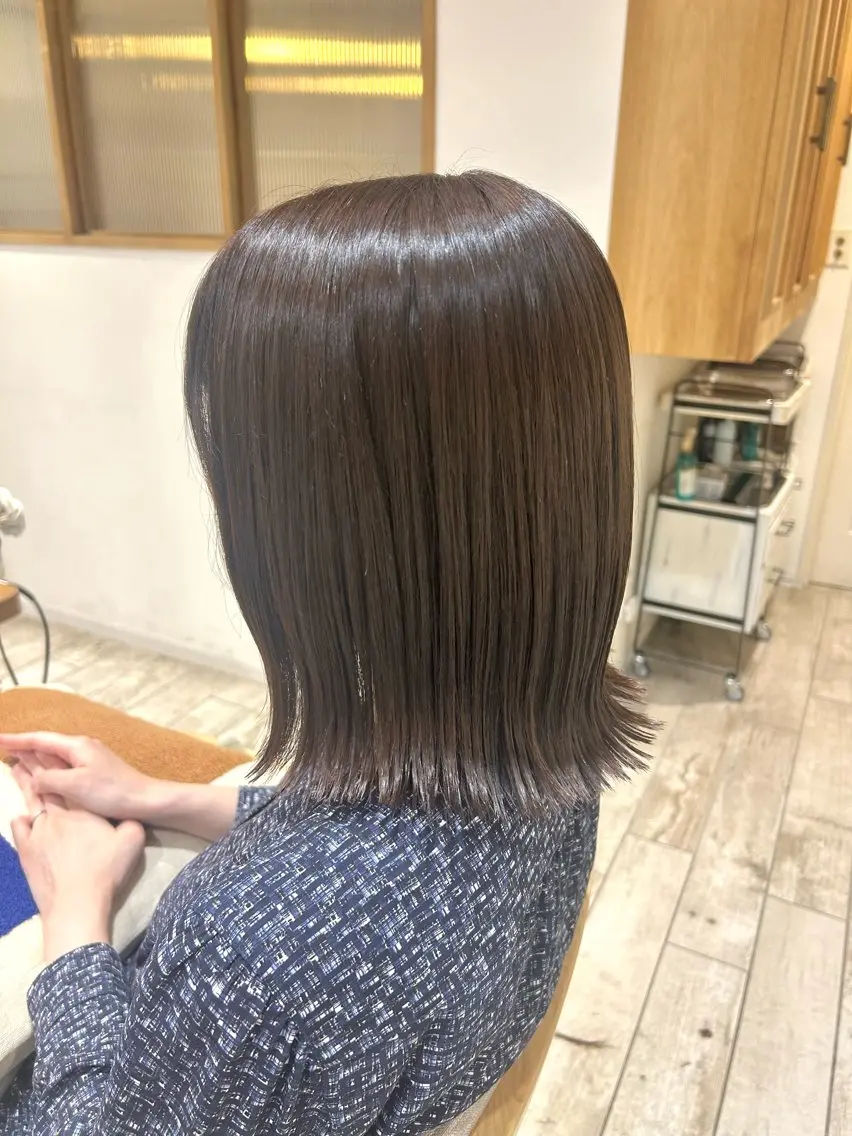 ミディアム 切りっぱなしボブ ボブ 外ハネヘア Itsuki🌷 レイヤー/艶カラーのヘアスタイル