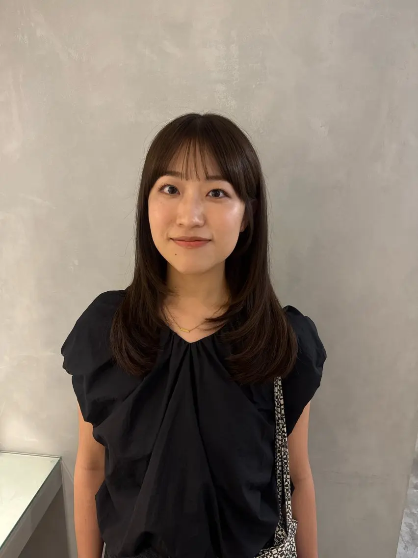 セミロング カット ヘアカラー トリートメント 100%可愛い顔周り 💓レイヤー/しずくのヘアスタイル