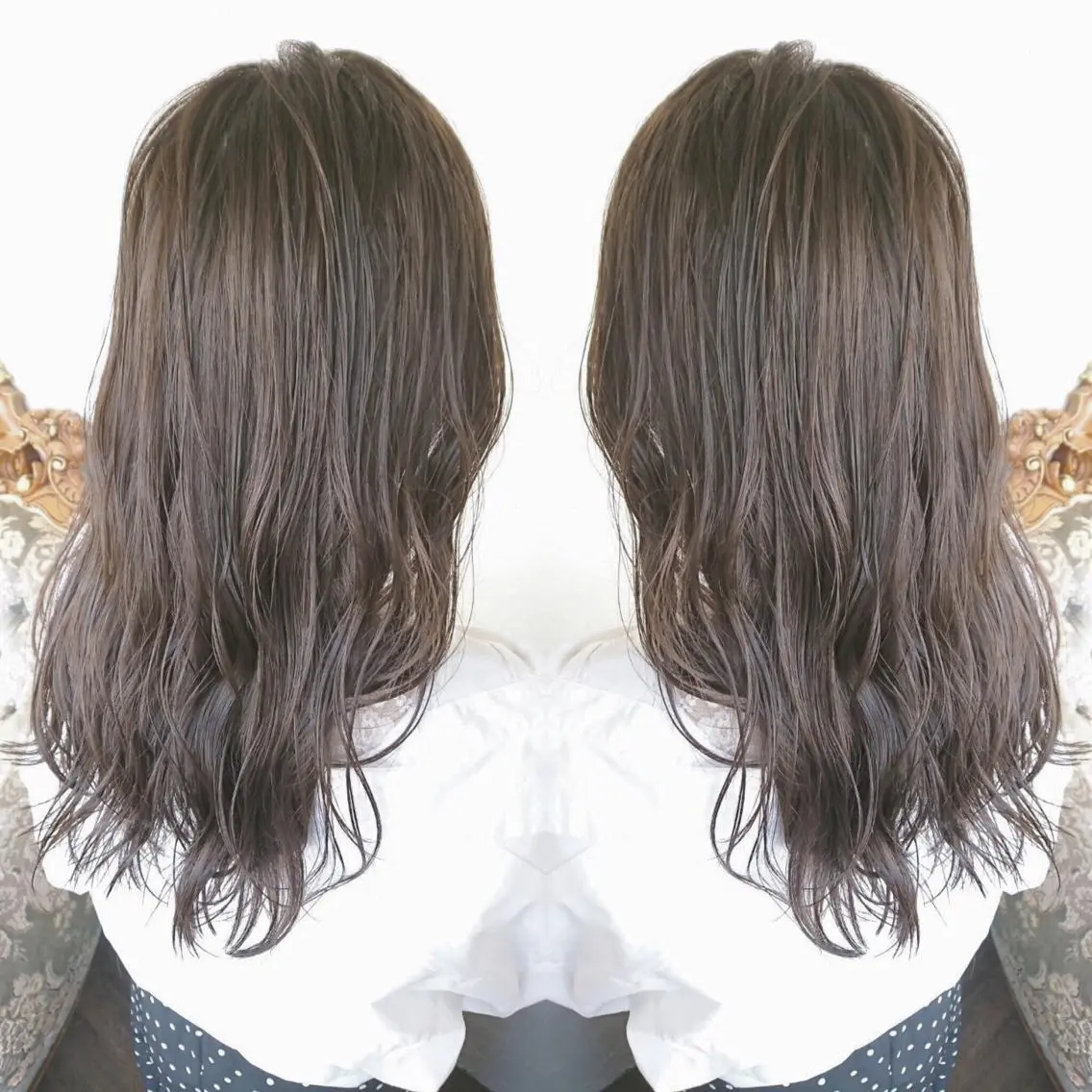 ロング カラー パーマ ヘアアレンジ ベージュカラー ヌーディベージュ エグチ アキラのヘアスタイル
