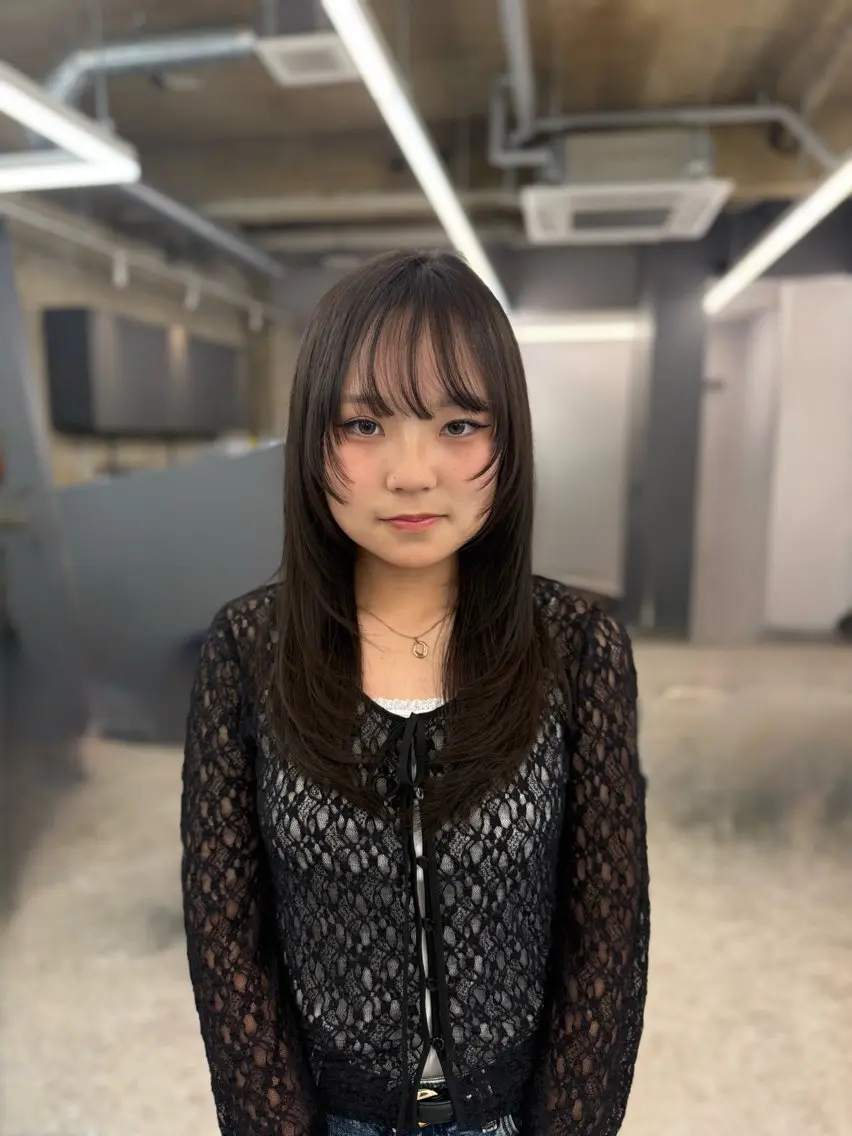 ミディアム カット ヘアカラー トリートメント anju.カット 透明感カラー/パーマのヘアスタイル