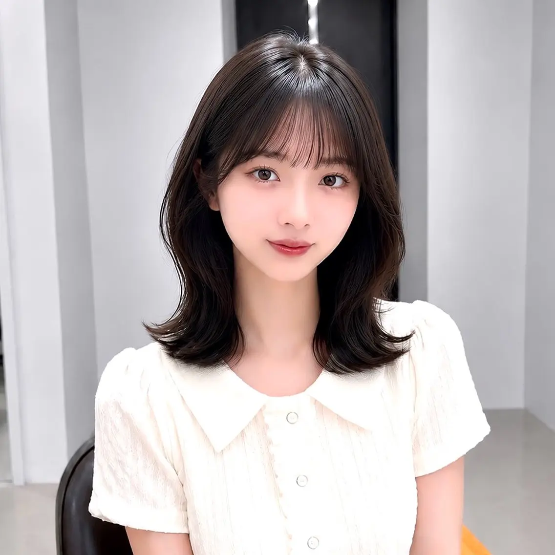 ミディアム くびれヘア 韓国風ヘア レイヤーカット カット ミディアムレイヤー/ 顔周り/神山のヘアスタイル