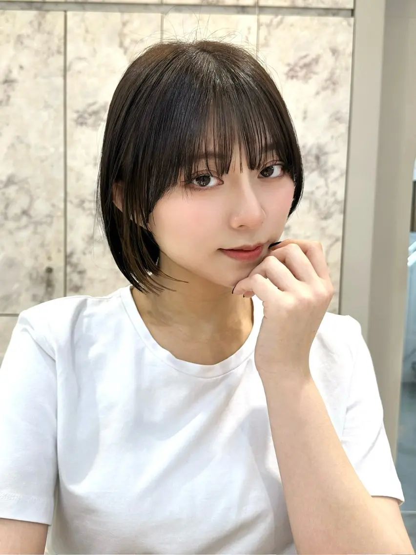ミディアム ショートボブ ミディアムパーマ ボブ 顔まわりレイヤー 顔周りカット カット ヘアカラー トリートメント 新宿/髪質改善/ボブ 韓国レイヤー大重聖斗のヘアスタイル