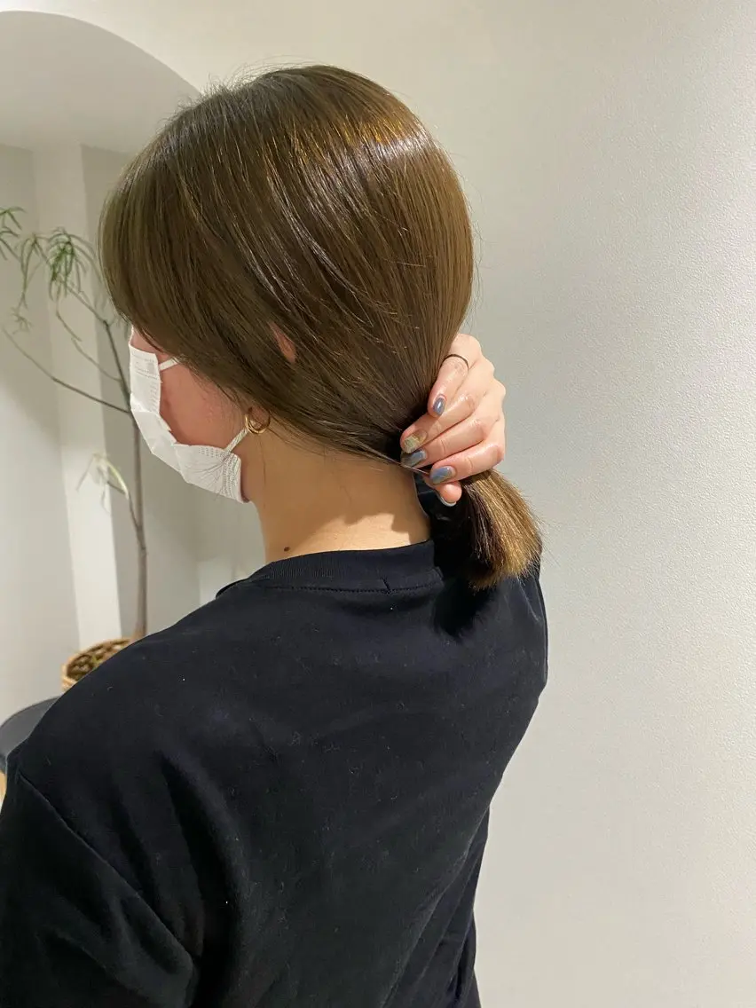カラー ベージュカラー ブリーチ ブリーチなしカラー オリーブベージュ 檜 果歩のヘアスタイル