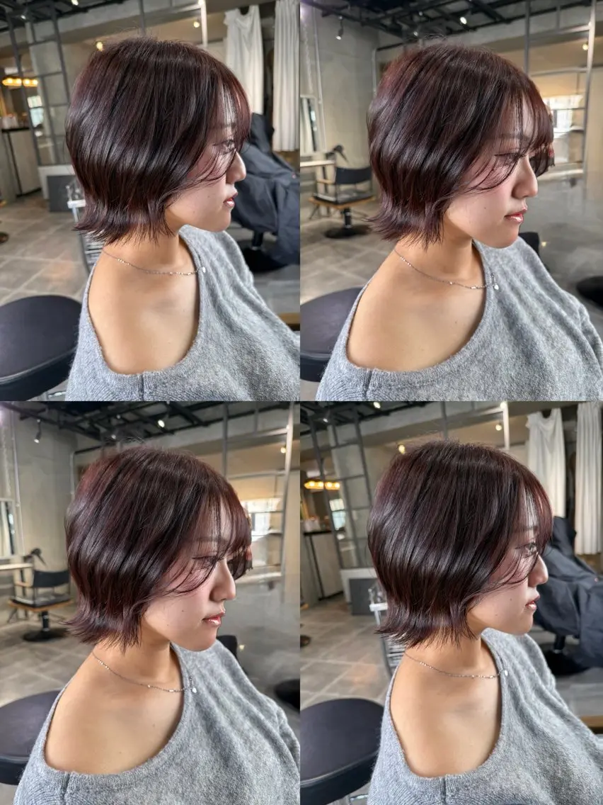 ショート レッドブラウン レイヤーカット 佐伯 桃のヘアスタイル