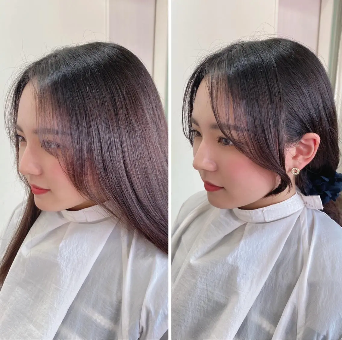 セミロング 顔周りカット 【艶ヘア】 どうまえのヘアスタイル