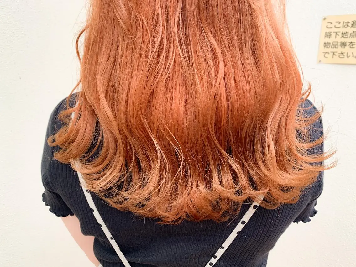 ミディアム カラー ハイトーンカラー オレンジ 🎀レイヤー・艶カラ ー🎀YUMEKAのヘアスタイル