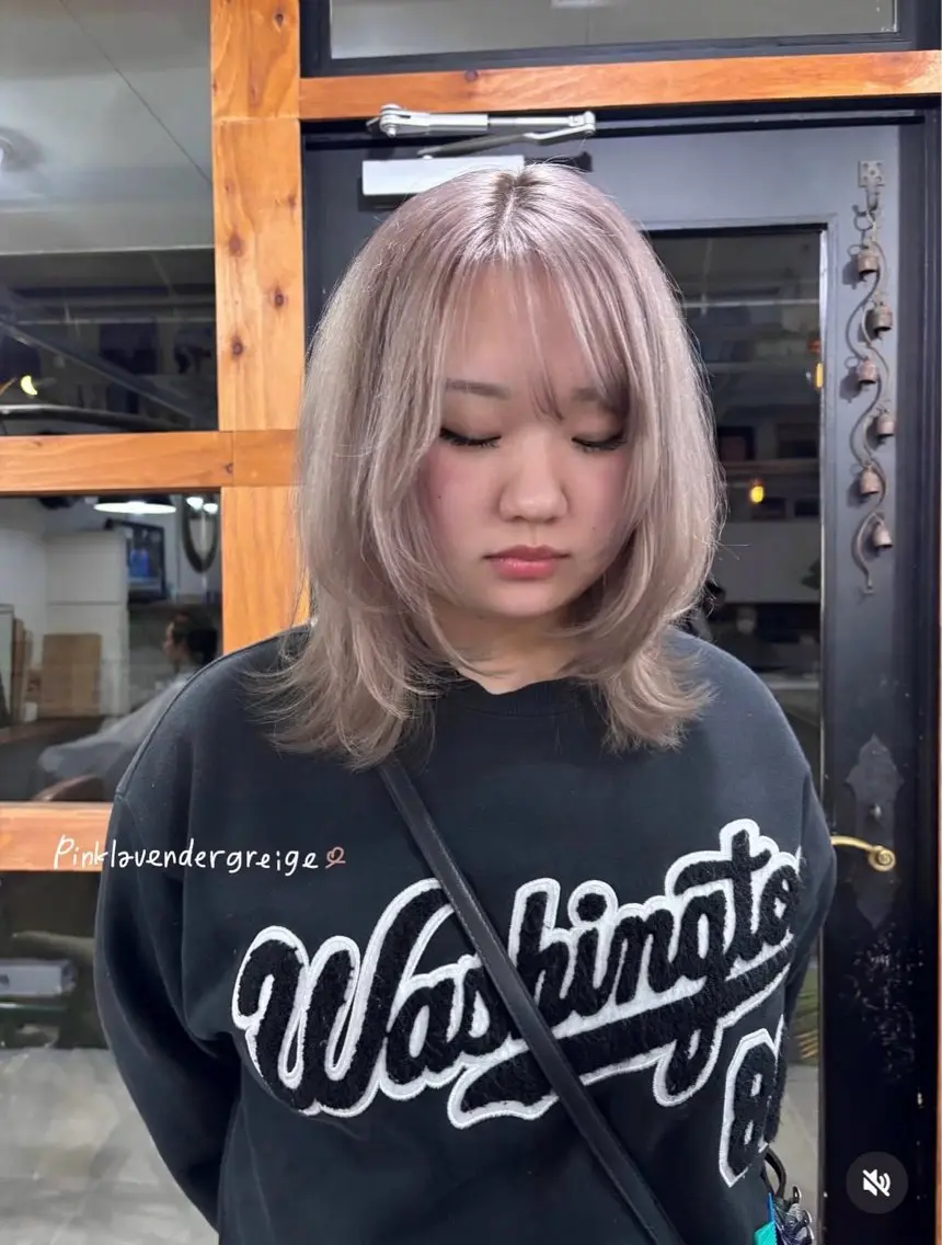 セミロング カラー ベージュカラー グレージュ ラベンダーカラー ラベンダーグレージュ ラベンダーグレー なぎ🌿.∘[ボブ, ニュアンスカラー]のヘアスタイル