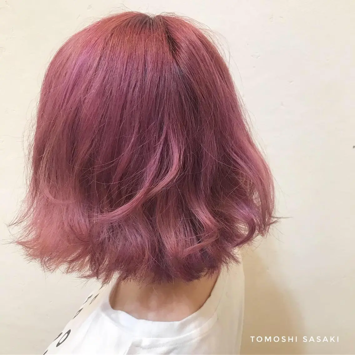 カラー ブリーチ ケアブリーチ ピンクカラー ササキ トモシのヘアスタイル