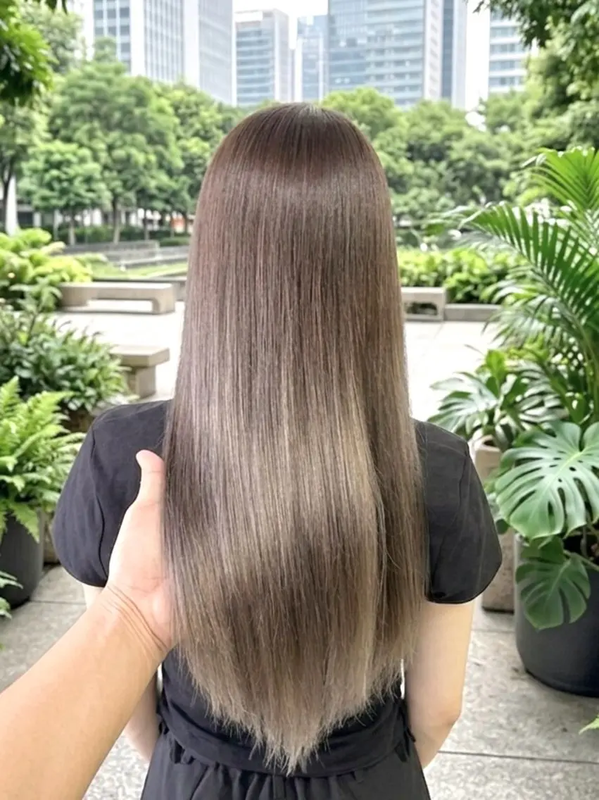 〔明るめの髪色🌿ブリーチなしで透明感カラーを叶えたい方に🌿〕　　　　　　　ダブルカラー&ナノスチームトリートメントの写真