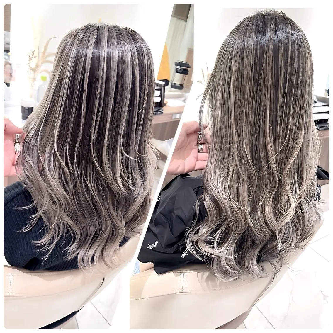 ロング カラー バレイヤージュ ベージュカラー グレージュ ハイライトカラー ミルクティーベージュ ヘアカラー トリートメント 大宮/バレイヤージュ 髪質改善/澤田隆誠のヘアスタイル