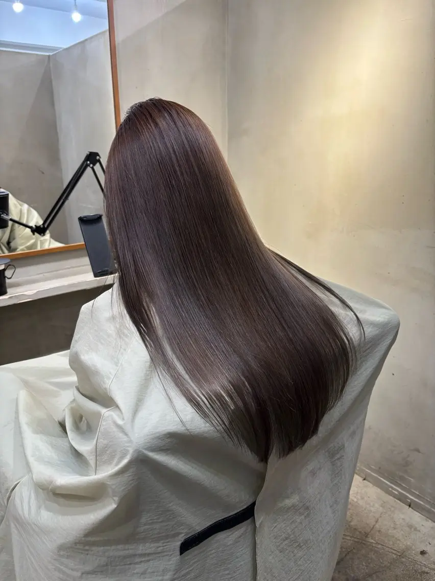 ロング カラー アッシュ ハイライトカラー ハイライト 縮毛矯正 ヘアカラー 中園康 /カラー/ブリーチのヘアスタイル