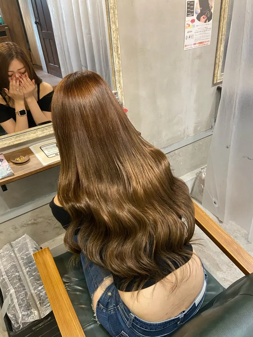 ロング カット ヘアカラー エクステ ⭐️プルエクステ/ カットモデルKAHOのヘアスタイル