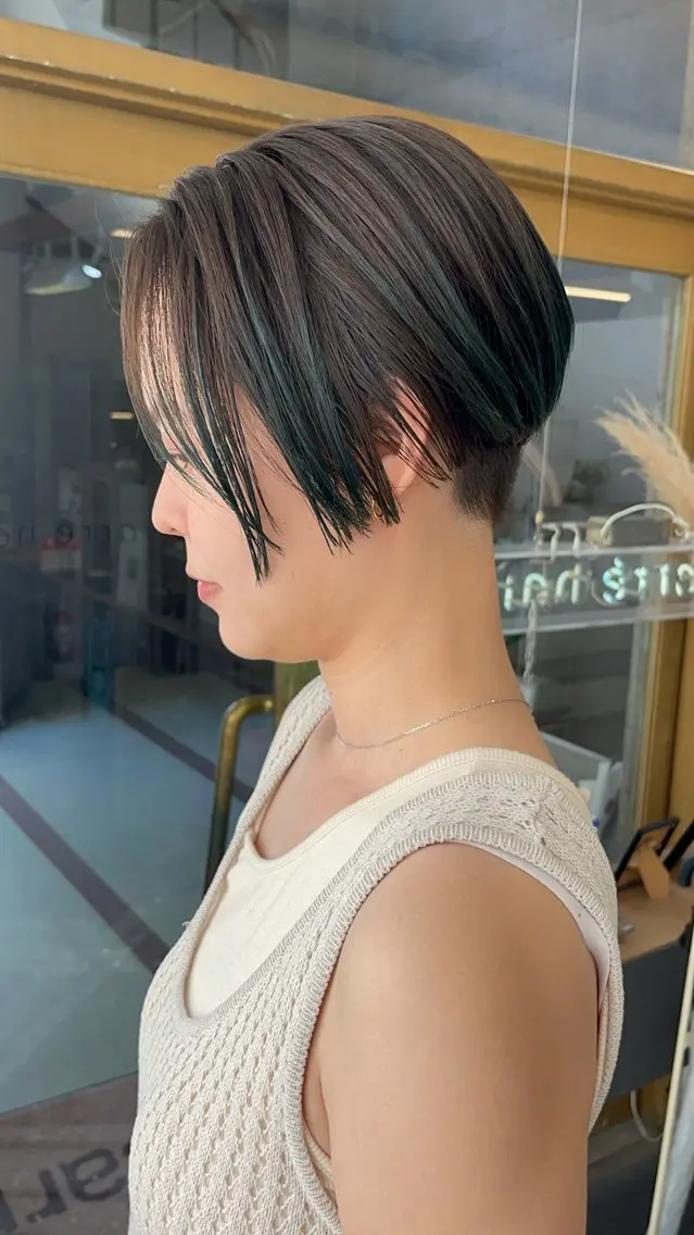 ショート カット ヘアカラー トリートメント 艶髪color💎髪 質改善ストレート大吉のヘアスタイル