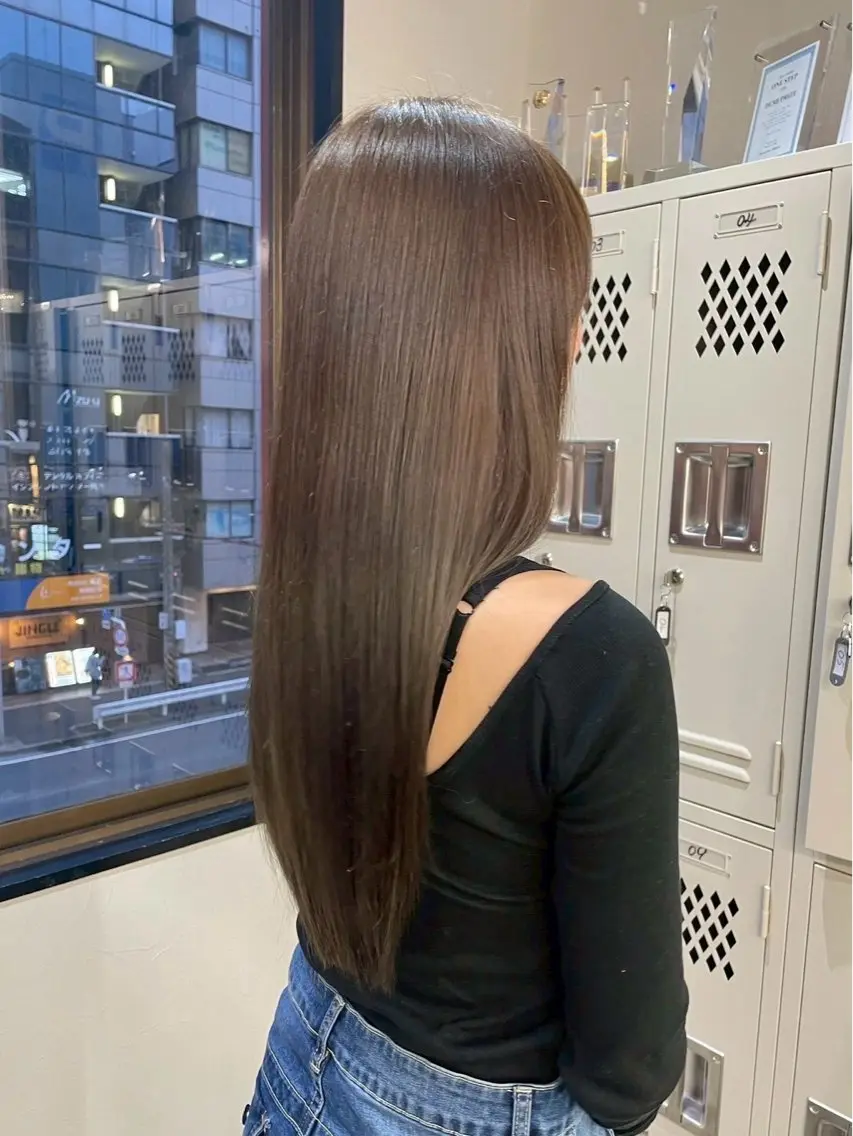 ロング 髪質改善 縮毛矯正 トリートメント カラーモデル募集 🤍momoha🤍のヘアスタイル