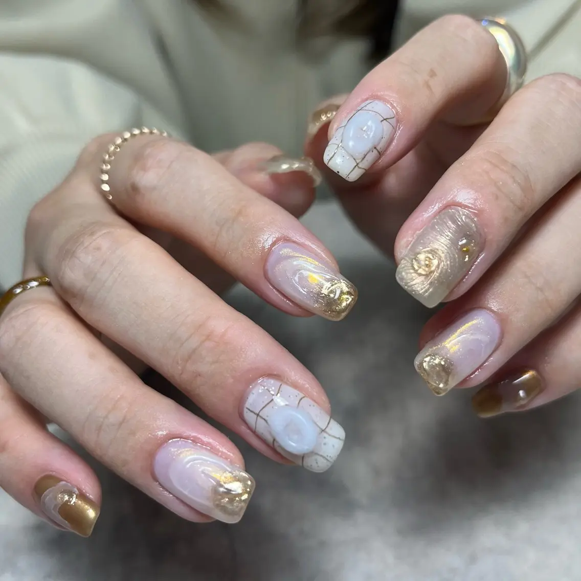 ネイル グリーン ハンドネイル vegh. nail/阿波座のネイルデザイン