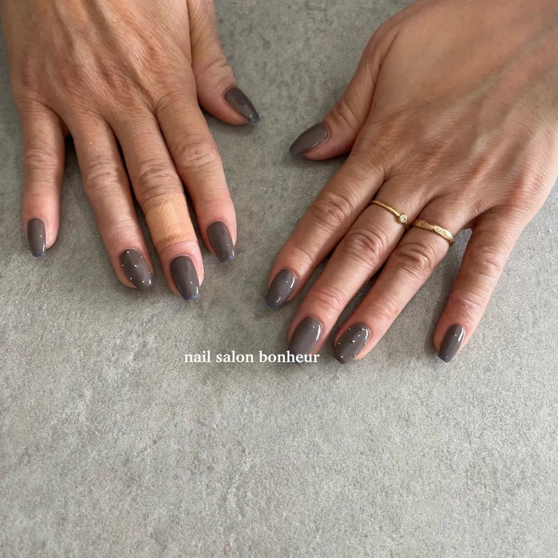 ネイル ブルー フレンチネイル ハンドネイル nail salon bonheurのネイルデザイン