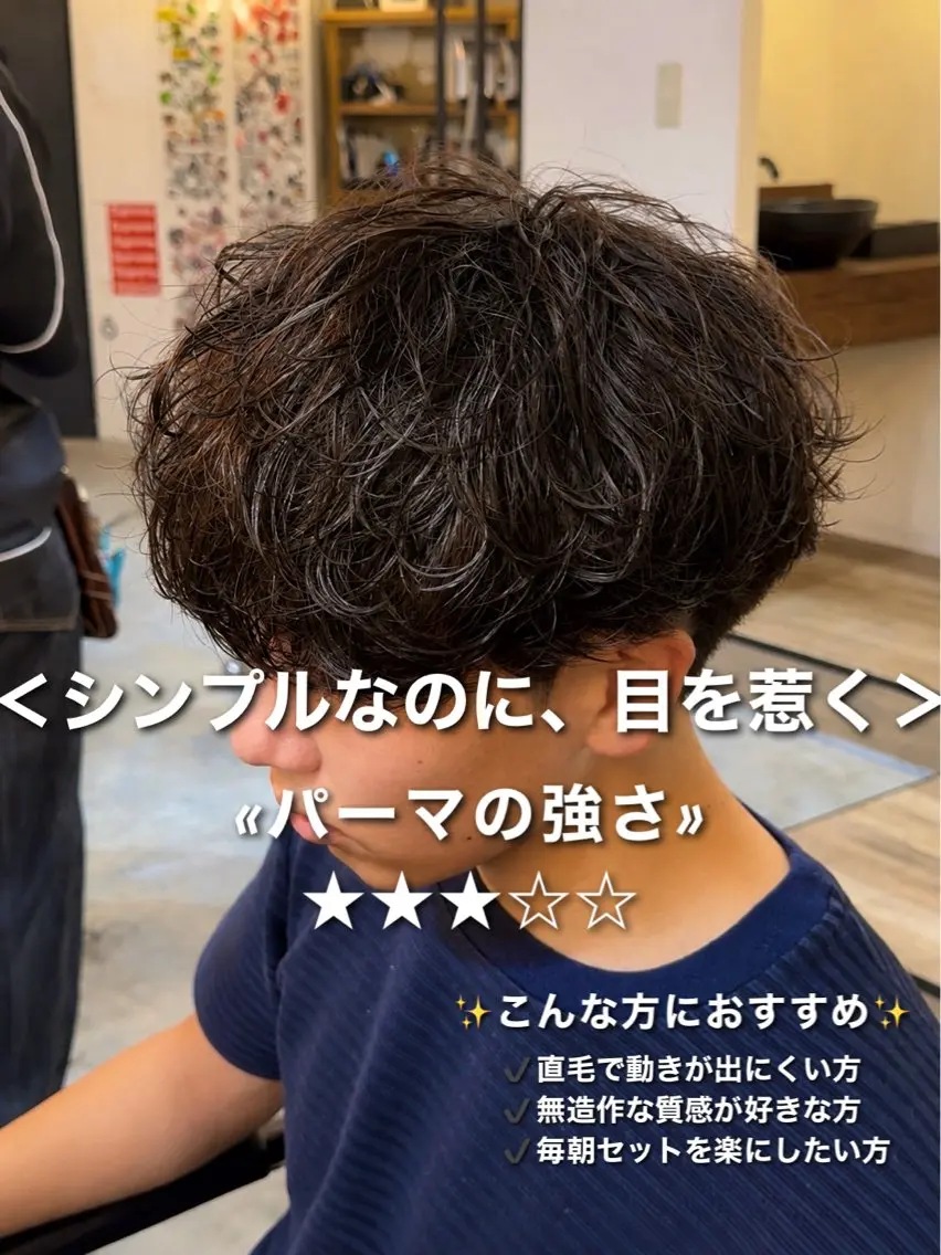 ショート パーマ メンズ カット パーマ シャドウパーマ 小形のヘアスタイル