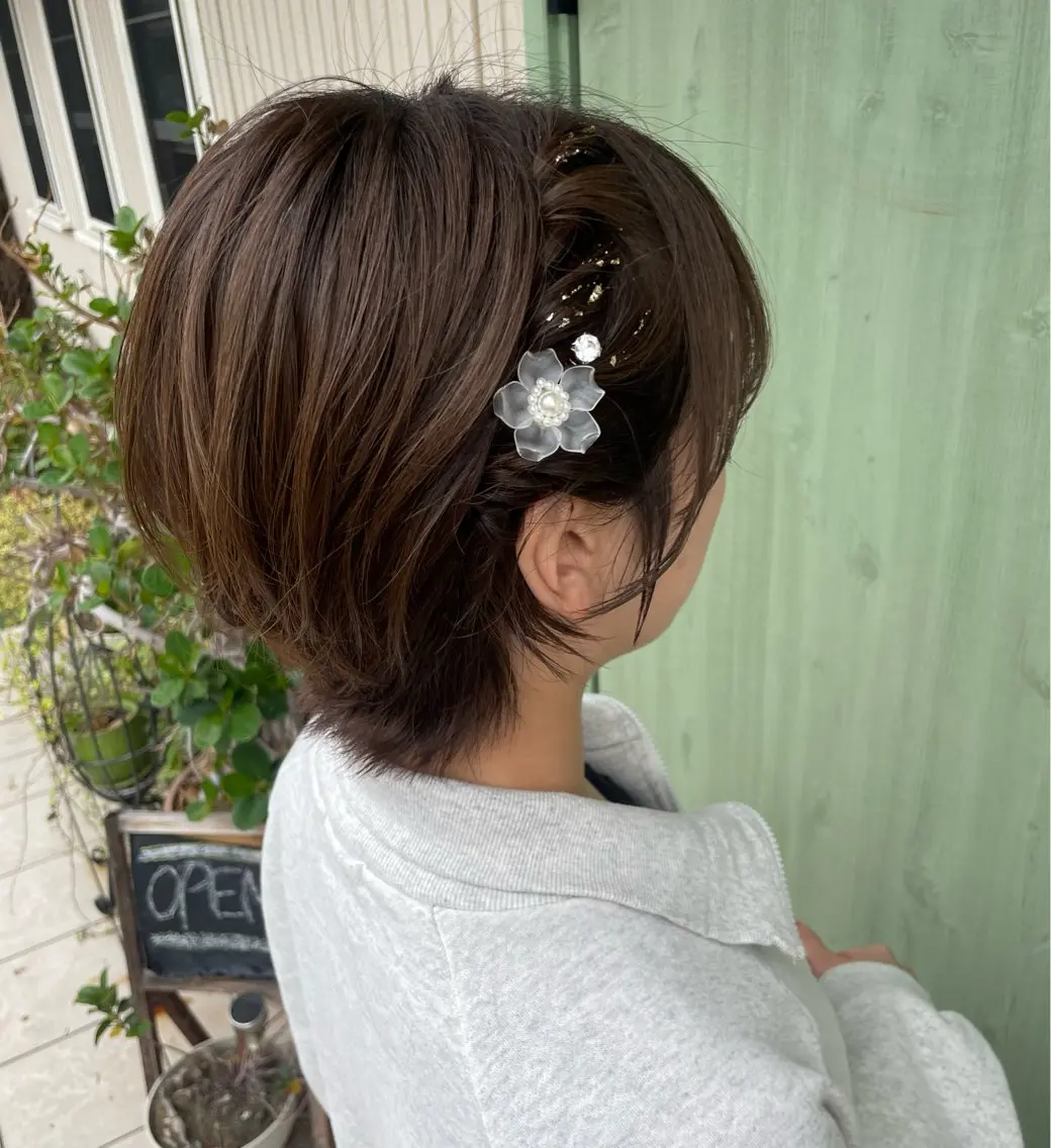 ショート ヘアアレンジ 結婚式・ブライダル ショートヘア 大谷若葉/ ヘアーレクスアリーのヘアスタイル