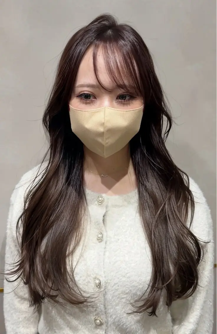 ロング 韓国風ヘア レイヤーカット ワンホンヘア カット ヘアカラー トリートメント レイヤーカット/ 髪質改善/白石のヘアスタイル