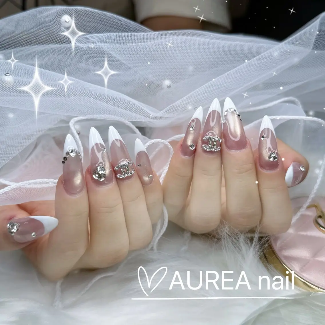 ネイル 長さ出し フレンチネイル グラデーション ワンホンネイル ハンドネイル ハンドケア いちごちゃん Aureaのネイルデザイン