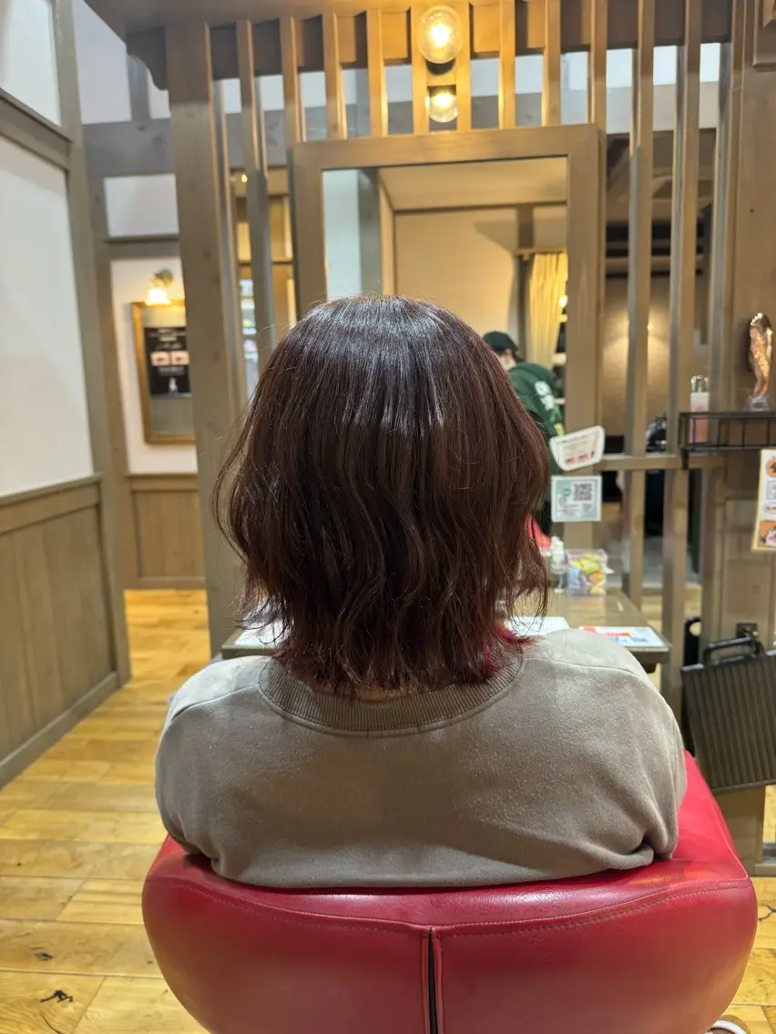 ミディアム カラー ヘアアレンジ ピンクカラー TJ天気予報5mm 森　瑞希のヘアスタイル