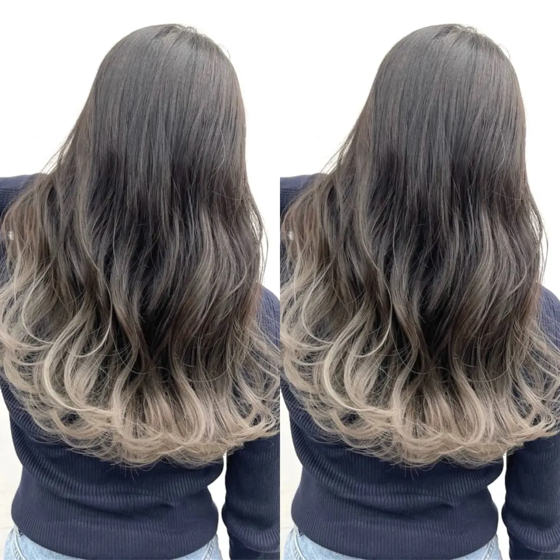 ロング カラー グラデーションカラー シルバー ブリーチ無しダブル カラー🦕まどかのヘアスタイル