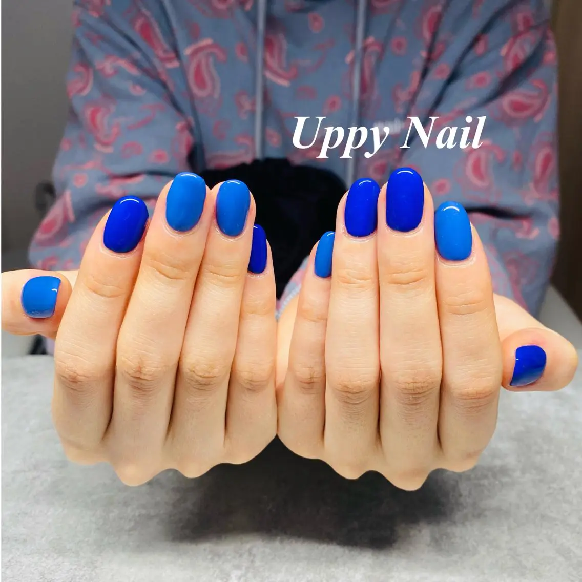 ネイル ブルー ワンカラーネイル ハンドネイル Uppy Nail ukyoのネイルデザイン