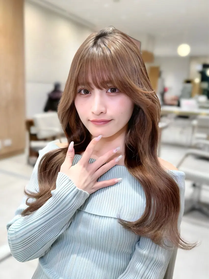 ミディアム カラー カット ヘアカラー トリートメント ヘッドスパ ヘアセット 韓国ヘア/レイヤー/ 顔まわり/りょーとのヘアスタイル