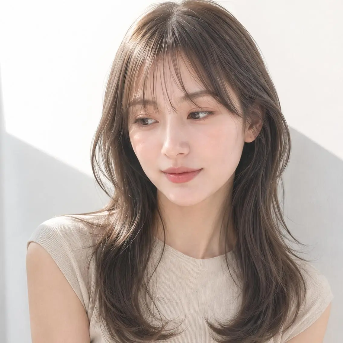 セミロング カラー ベージュカラー 透明感カラー イルミナカラー くびれヘア 髪質改善 カット ヘアカラー トリートメント SOURCE天王寺/ ヘアケア/艶カラー✨のヘアスタイル